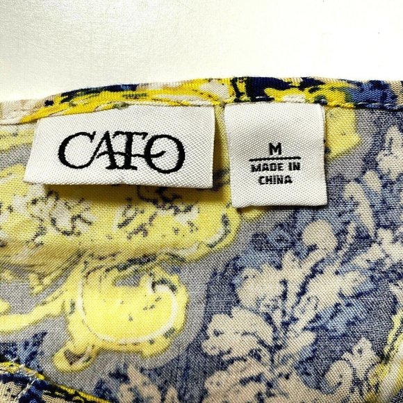 Cato Yellow Paisley Split Sleeve Top/Blouse M - Picture 4 of 4